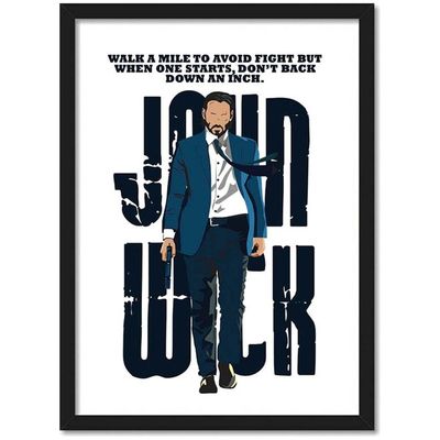 -John Wick Minimal Art Glass Framed Poster (10 X 13 Inch, Multicolour)