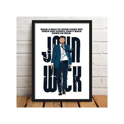 -John Wick Minimal Art Glass Framed Poster (10 X 13 Inch, Multicolour)