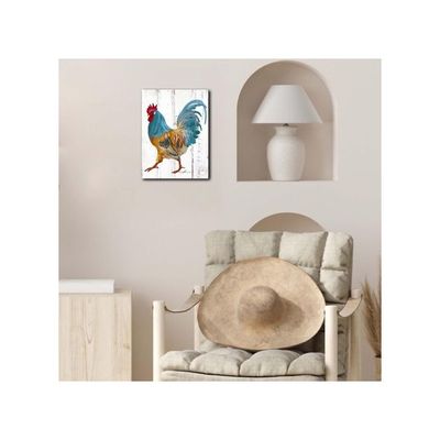 Kitchen Canvas Wall Art: Rustic Painting Poster - Chicken Artwork Decoration For Home Living Room Bedroom, Framed Picture Prints Decor Ready To Hang (12"X 16")