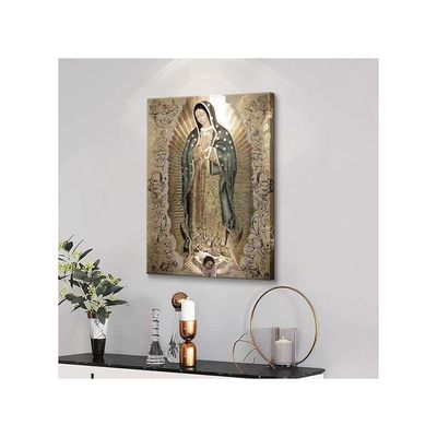 Large Framed Our Lady Of Guadalupe Portrait Canvas Wall Art Decor Virgin Mary Wall Art Virgen De Guadalupe Cuadros De La Virgen De Guadalupe Poster Prints Pictures Artwork Painting Sculpture Catholic