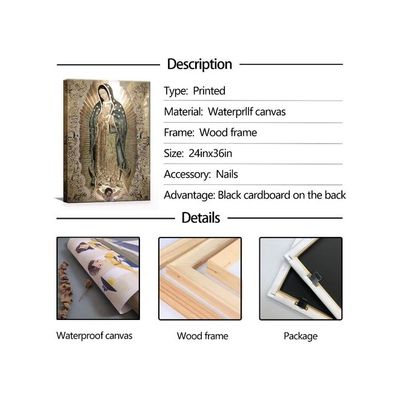 Large Framed Our Lady Of Guadalupe Portrait Canvas Wall Art Decor Virgin Mary Wall Art Virgen De Guadalupe Cuadros De La Virgen De Guadalupe Poster Prints Pictures Artwork Painting Sculpture Catholic