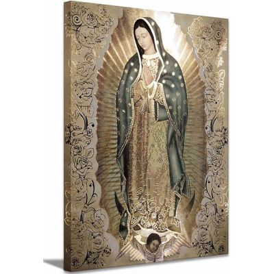 Large Framed Our Lady Of Guadalupe Portrait Canvas Wall Art Decor Virgin Mary Wall Art Virgen De Guadalupe Cuadros De La Virgen De Guadalupe Poster Prints Pictures Artwork Painting Sculpture Catholic