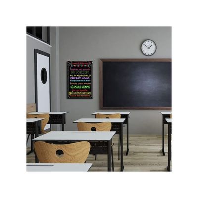 Las Reglas Del Salón De Clases Wall Art Prints Canvas For Student Study Classroom Rule Learning Painting Decor Primary Middle School Framed Size 18X24 Inch