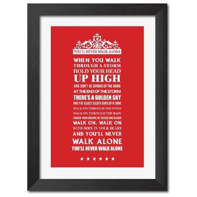 Liverpool Football Club You'Ll Never Walk Alone Laminated Poster Framed Paintings With Matt Finish Black Frames (9 X 12 Inches)