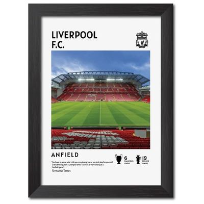 Liverpool Stadium Anfield Laminated Poster Framed Paintings With Matt Finish Black Frame (12 Inches X 9 Inches)