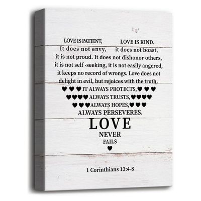 Love Is Patient Love Is Kind Wall Art, 1 Corinthians 13:4-8 Wall Art, Christian Inspirational Canvas Prints Poster Home Wall Art Decor, Hanging Wall Decor, Great Art Gift For Christian 12X15