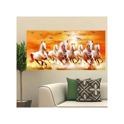 Lucky Seven Horses Running At Sunrise Ll 7 Horse Vastu Vinyl Sticker Poster