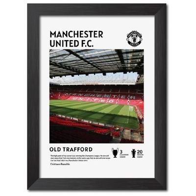 Manchester United Stadium Old Trafford Laminated Poster Framed Paintings With Matt Finish Black Frames (12 Inches X 9 Inches)