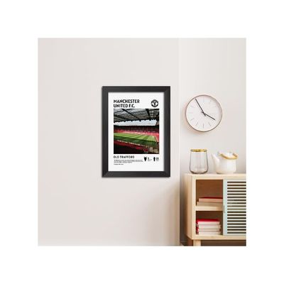 Manchester United Stadium Old Trafford Laminated Poster Framed Paintings With Matt Finish Black Frames (12 Inches X 9 Inches)