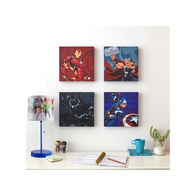Marvel Avengers Canvas 4 Pack Wall Art Set, Childrens Wall Hanging Décor, Each Piece 11"X11"