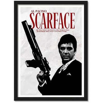 Matte Paper 300 Gsm Scarface Al Pacino (Framed Poster10X13Inch, White)