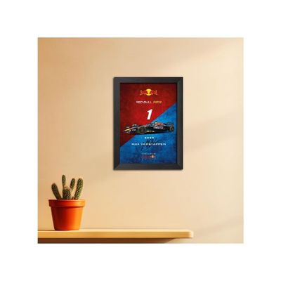 Max Verstappen Formula One Racing Car Rb19 Poster Laminated Poster Framed Painting With A Matt Finish Black Frame (9Inches X 12Inches)