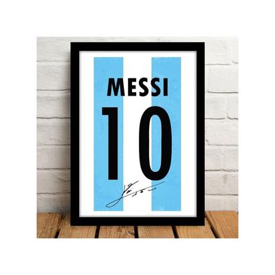 Messi Jersey Argentina Art Print Man Utd Framed Poster, Multicolour, Print, 10Inch X 13Inch For Room Office