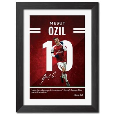 Mesut Ozil Poster Arsenal Laminated Poster Framed Painting With Matt Finish Black Frame (12 Inches X 9 Inches)