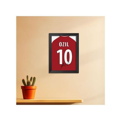 Mesut Ozil Poster Frame Arsenal Jersey Laminated Photo Print With Signature Framed Painting With Matt Finish Black  (12 Inches X 9 Inches)
