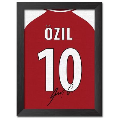 Mesut Ozil Poster Frame Arsenal Jersey Laminated Photo Print With Signature Framed Painting With Matt Finish Black  (12 Inches X 9 Inches)