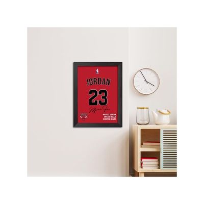 Michael Jordan Jersey Nba Superstar Poster Chicago Bulls Laminated Posters Framed Painting With Matt Finish Black Frame (12 Inches X 9 Inches)