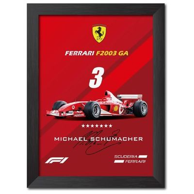 Michael Schumacher F1 Poster Ferrari F2003 Ga Formula One Photo Frame Painting With Matt Finish Black  (12 Inches X 9 Inches)