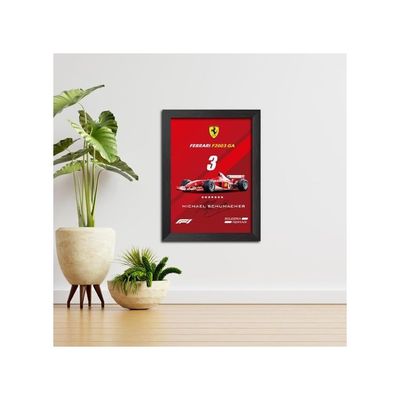 Michael Schumacher F1 Poster Ferrari F2003 Ga Formula One Photo Frame Painting With Matt Finish Black  (12 Inches X 9 Inches)