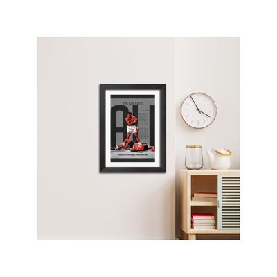 Muhammad Ali Poster Laminated Posters Framed Painting With Matt Finish Black Frame (12 Inches X 9 Inches)