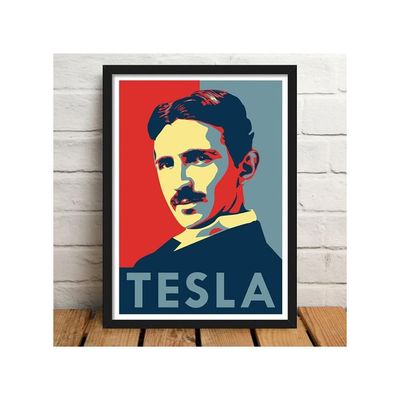 Nikola Tesla Framed Poster For Room & Office (10 Inch X 13 Inch, Framed) Multicolor