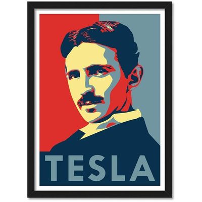 Nikola Tesla Framed Poster For Room & Office (10 Inch X 13 Inch, Framed) Multicolor