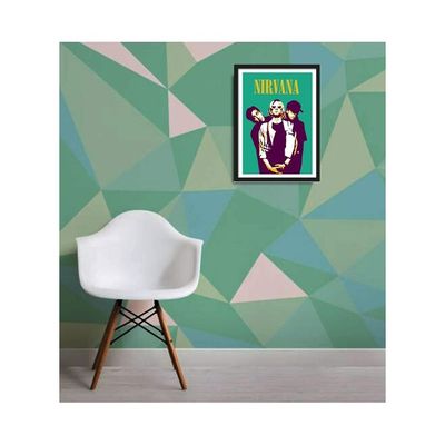 Nirvana Band Art Framed Poster Acrylic Glass For Room & Office (10 Inch X 13 Inch, Multicolor)