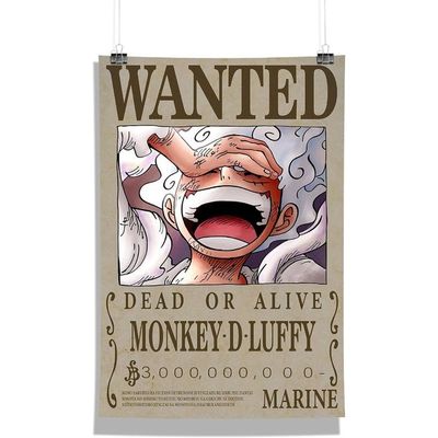 One Piece - New 3B. Wanted Monkey D Luffy Design A4 Size Poster (With Frame)