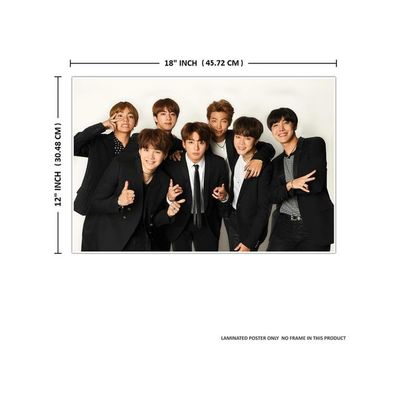 Pack Of 4 Bts Music Band Posters | For Bts Lovers | Hd Poster For Wall Decor (12X18-Inch, 300Gsm Thick Paper, Gloss Laminated, Multicolour)