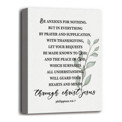 Philippians 4:6-7 Canvas Wall Art Decor, Be Anxious For Nothing Prints Poster For Home, Scripture Prayer Wall Decor, Christian Gift Size 12X16