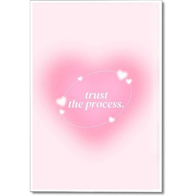 Pink Grainy Gradient Heart Aura Posters Positive Affirmation Quotes Trust The Process Canvas Wall Art Retro Spiritual Motivational Y2K Aesthetic Wall Decor For Girls Bedroom Office 12X16In Unframed