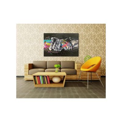 Poster Handshake Colorful Wall Art Art Classic Street Canvas Wall Art Art Canvas Wall Art Pop Art For Living Room Bedroom Decor Ready To Hang (24''Hx36''W)