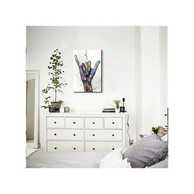 Poster Shaka Sign Gesture Colorful Wall Canvas Classic Street Decor For Living Room (12''Wx18''H)