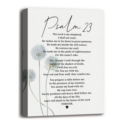Psalm 23 Wall Art, Psalm 23 Scripture Wall Decor, The Lord Is My Shepherd, Christian Canvas Wall Art, Inspirational Wall Art, Christian Family Home Or Office Decor Saying, Bible Wall Art 12X15