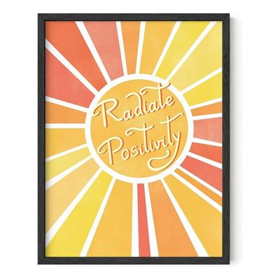 Radiate Positivity Poster – Inspirational Wall Art For Kids, Girls Bedroom Decor, Cute Motivational Poster, Teen Room & Classroom Aesthetic (Unframed, 12”X16”)