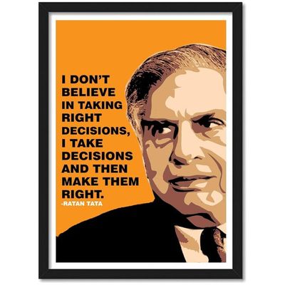 Ratan Tata Indian Entrepreneur Motivational Quote Art Framed Poster For Room & Office (10 Inch X 13 Inch, Framed)