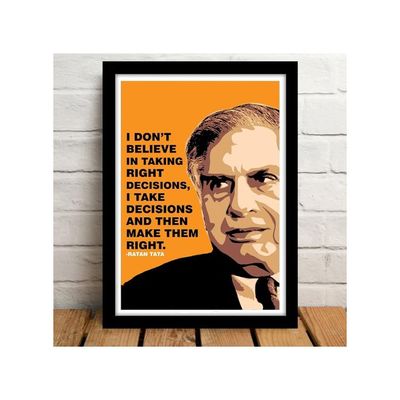 Ratan Tata Indian Entrepreneur Motivational Quote Art Framed Poster For Room & Office (10 Inch X 13 Inch, Framed)