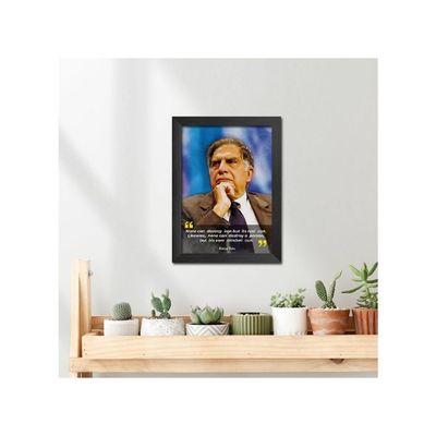 Ratan Tata Photo Frame Drawing Motivational Quotes Laminated Poster Framed Painting With Dark Color Matt Finish S (12 Inches X 9 Inches)