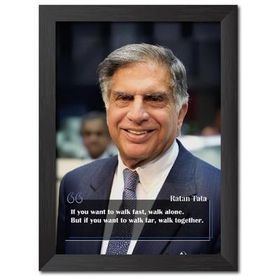 Ratan Tata Photo Frame Motivational Quotes Laminated Poster Framed Painting With Dark Color Matt Finish S (12 Inches X 9 Inches)