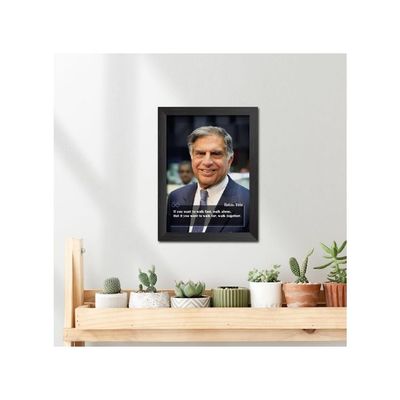 Ratan Tata Photo Frame Motivational Quotes Laminated Poster Framed Painting With Dark Color Matt Finish S (12 Inches X 9 Inches)