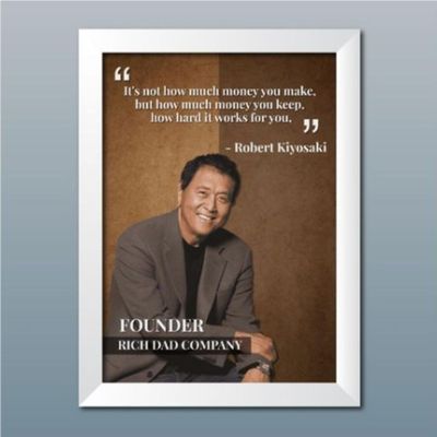 Robert Kiyosaki Poster Motivational Quotes Laminated Photo Frame Painting With White Color Matt Finish S | Inspirational Wall Frames/Hanging For Room (12 Inches X 9 Inches)