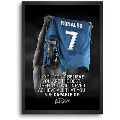 Ronaldo Best Quotes Wall Decoration Art Framed Poster, 8 Inch X 12 Inch, Matt Laminated Poster With 0.5 Inch Black Wooden Frame