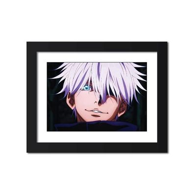 Satoru Gojo Poster Jujutsu Kaisen Anime Laminated Poster Framed Paintings With Matt Finish Black Frame (12Inches X 9Inches)