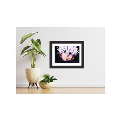Satoru Gojo Poster Jujutsu Kaisen Anime Laminated Poster Framed Paintings With Matt Finish Black Frame (12Inches X 9Inches)