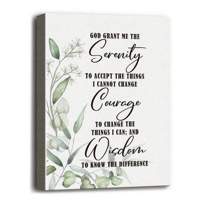Serenity Prayer Sign Canvas Wall Art Decor, Canvas Prints Poster Christian Wall Art For Living Room Bedroom Home Decor, God Grant Me The Serenity Wall Decor Framed, Gift For Christian Size 12X15