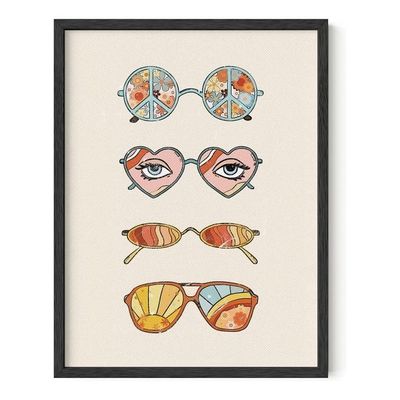 Sunglasses Art Poster For Teen Girls Room - Retro Indie Aesthetic Trippy Wall Art | Unframed 12"X16" (Hippie Sunglasses)