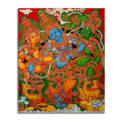 Tamatina Canvas Painting - A Day Of Kathakali - Kerala Mural Art - Indian Art