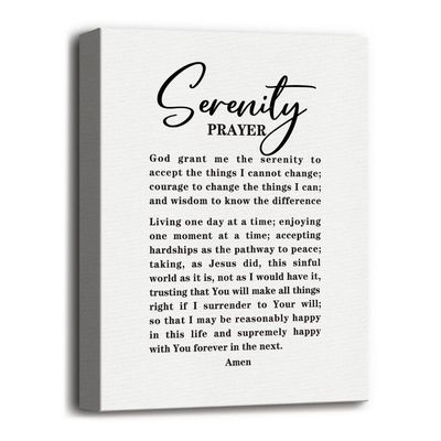The Serenity Prayer Canvas Wall Art Decor, Christian Canvas Prints Poster Wall Art, God Grant Me The Serenity To Accept The Things I Cannot Change, Christian Family Religious Home Decor Saying 12X15