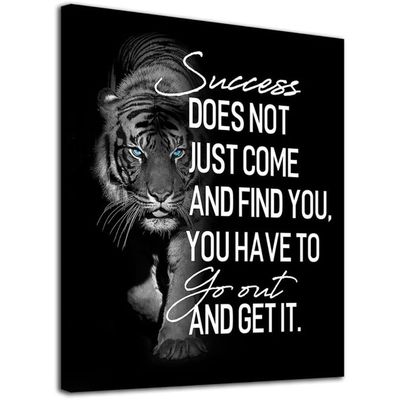 Tigeridge Inspirational Canvas Wall Art For Bedroom Wall Decor Success Motivational Tiger Wooden Board Quotes Sign Home Office Wall Decorations Framed Ready To Hang 12" X 16"