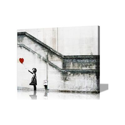 Wall Art - Red Balloon Colorful Pop Art Canvas Poster - Street Decor For Room (16''H X 24''W)